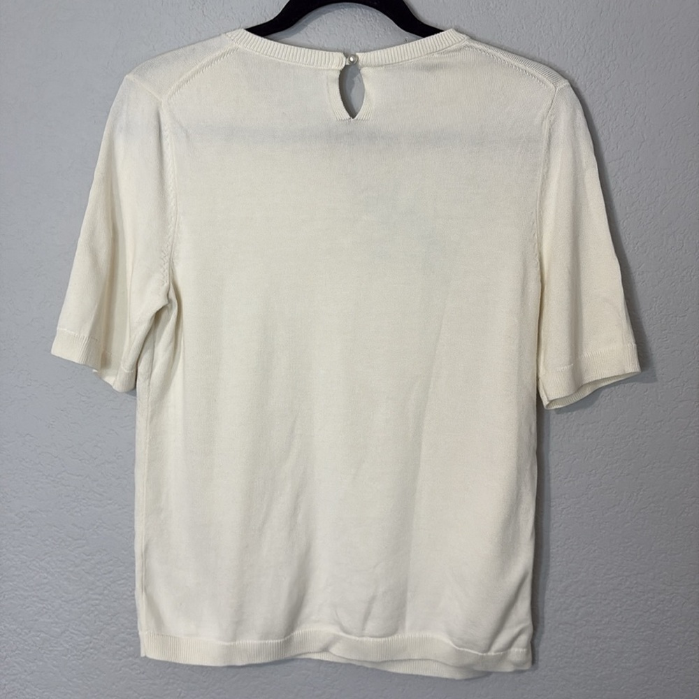 RSVP By Talbots Cream Dragonfly Pullover Short Sleeve Sweater MP - Picture 4 of 6